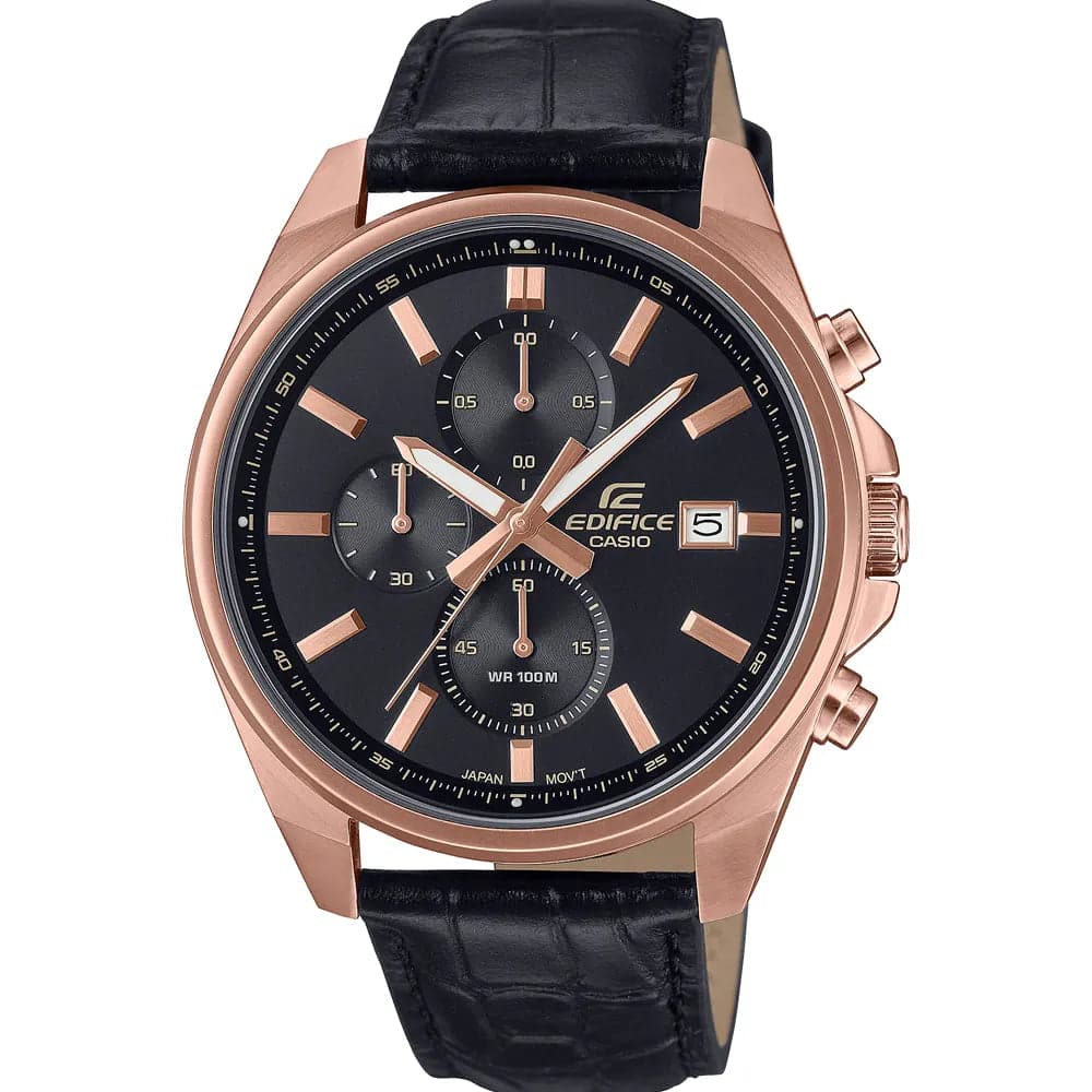 Casio EFV-610ECL-1A Men’s Black Leather Strap Chronograph Watch