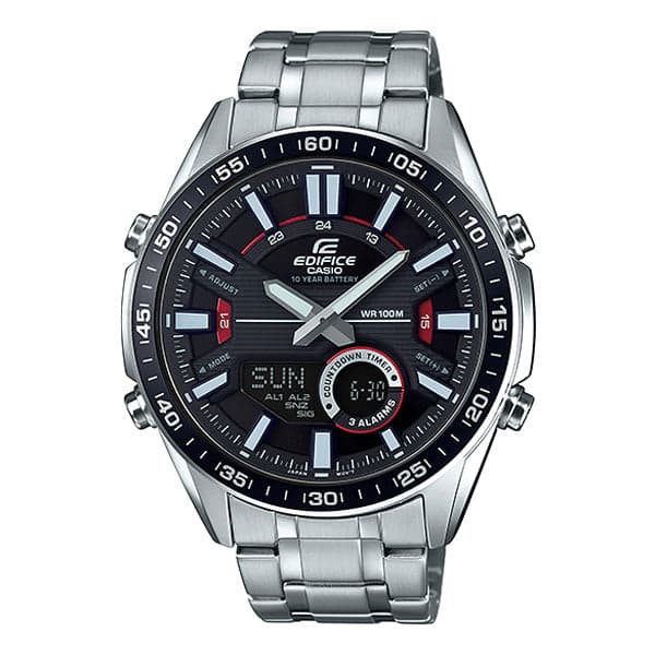 Casio EFV‑C100D‑1A Men’s Black Steel Strap Chronograph Watch
