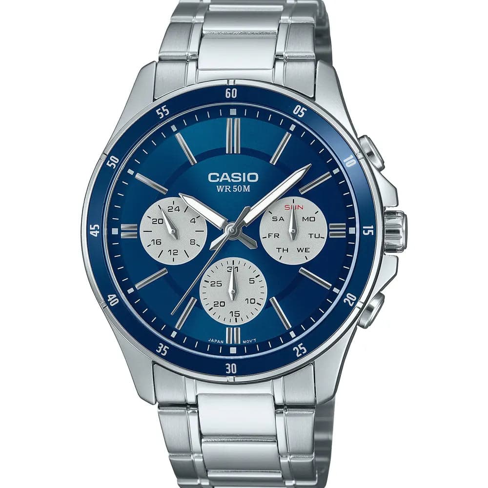 Casio MTP-1374D-2A3 Men’s Blue Steel Strap Multifunction Watch