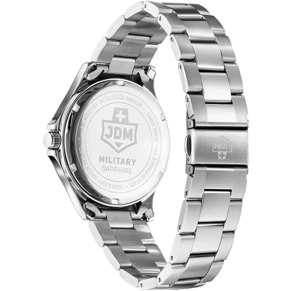JDM Military JDM‑WG014‑03 Men’s Silver Steel Big Date Watch
