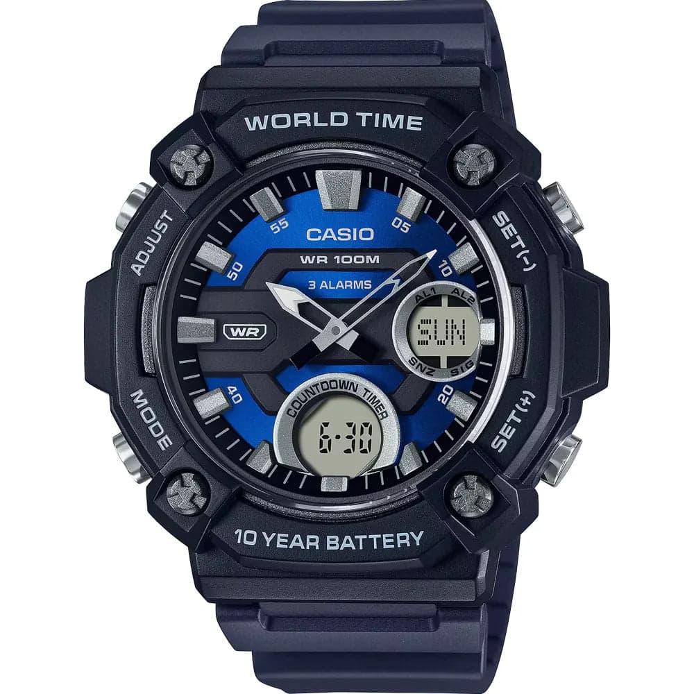 Casio AEQ-120W-2A Men’s Blue Resin Strap Digital-Analog Sports Watch