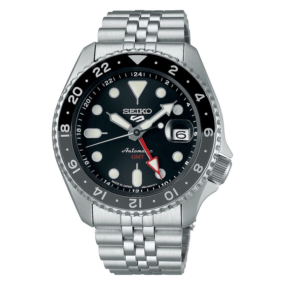 Seiko 5 SBSC001 GMT Men’s Silver Steel Strap Analog Watch