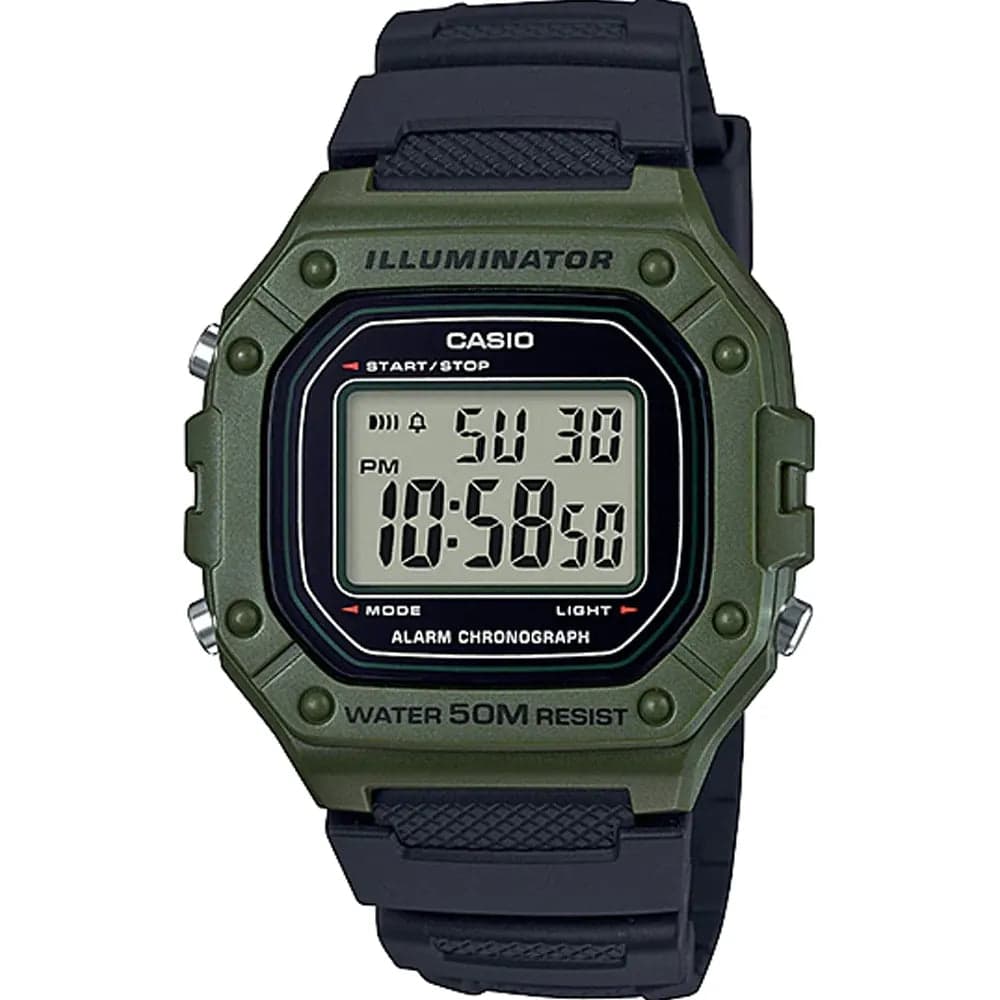 Casio W-218H-3A Men’s Green Resin Strap Digital Watch