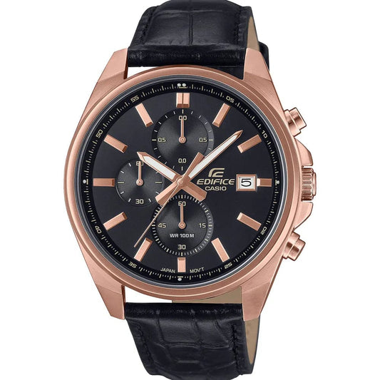 Casio EFV-610ECL-1A Men’s Black Leather Strap Chronograph Watch