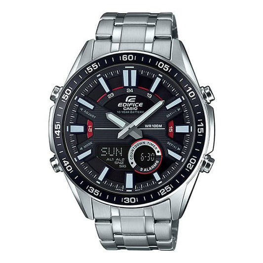 Casio EFV‑C100D‑1A Men’s Black Steel Strap Chronograph Watch