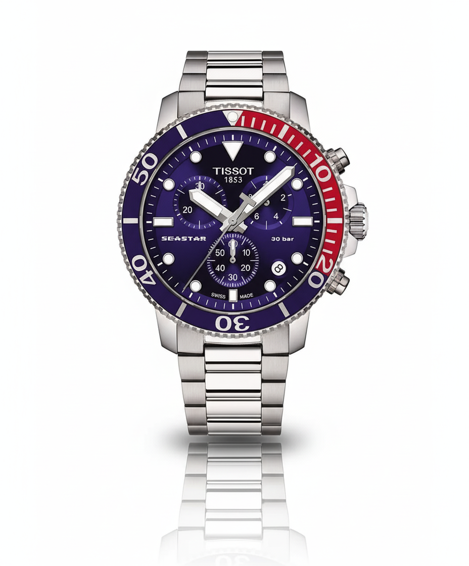 TISSOT T120.417.11.041.03 Men’s Quartz Swiss Made Silver Stainless Steel Blue Dial 45mm Watch&nbsp;