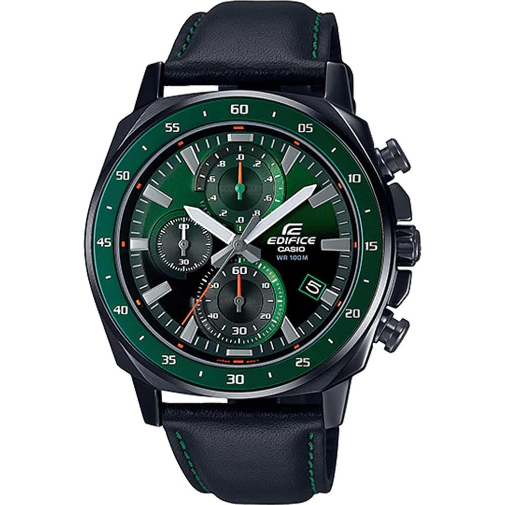 Casio EFV-600CL-3A Men’s Green Leather Strap Chronograph Watch