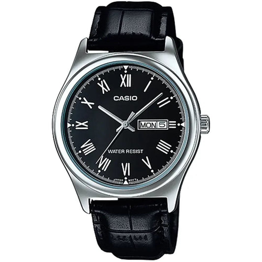 Casio MTP-V006L-1B Men’s Black Leather Strap Analog Watch