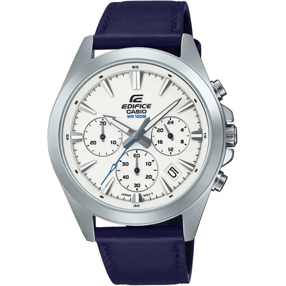 Casio EFV-630L-7A Men’s Silver Leather Strap Chronograph Watch