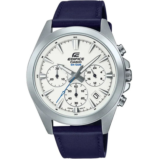 Casio EFV-630L-7A Men’s Silver Leather Strap Chronograph Watch