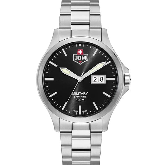 JDM Military JDM-WG014-01 Men’s Black Steel Big Date Watch