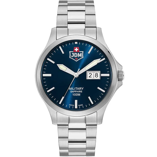JDM Military JDM‑WG014‑03 Men’s Silver Steel Big Date Watch