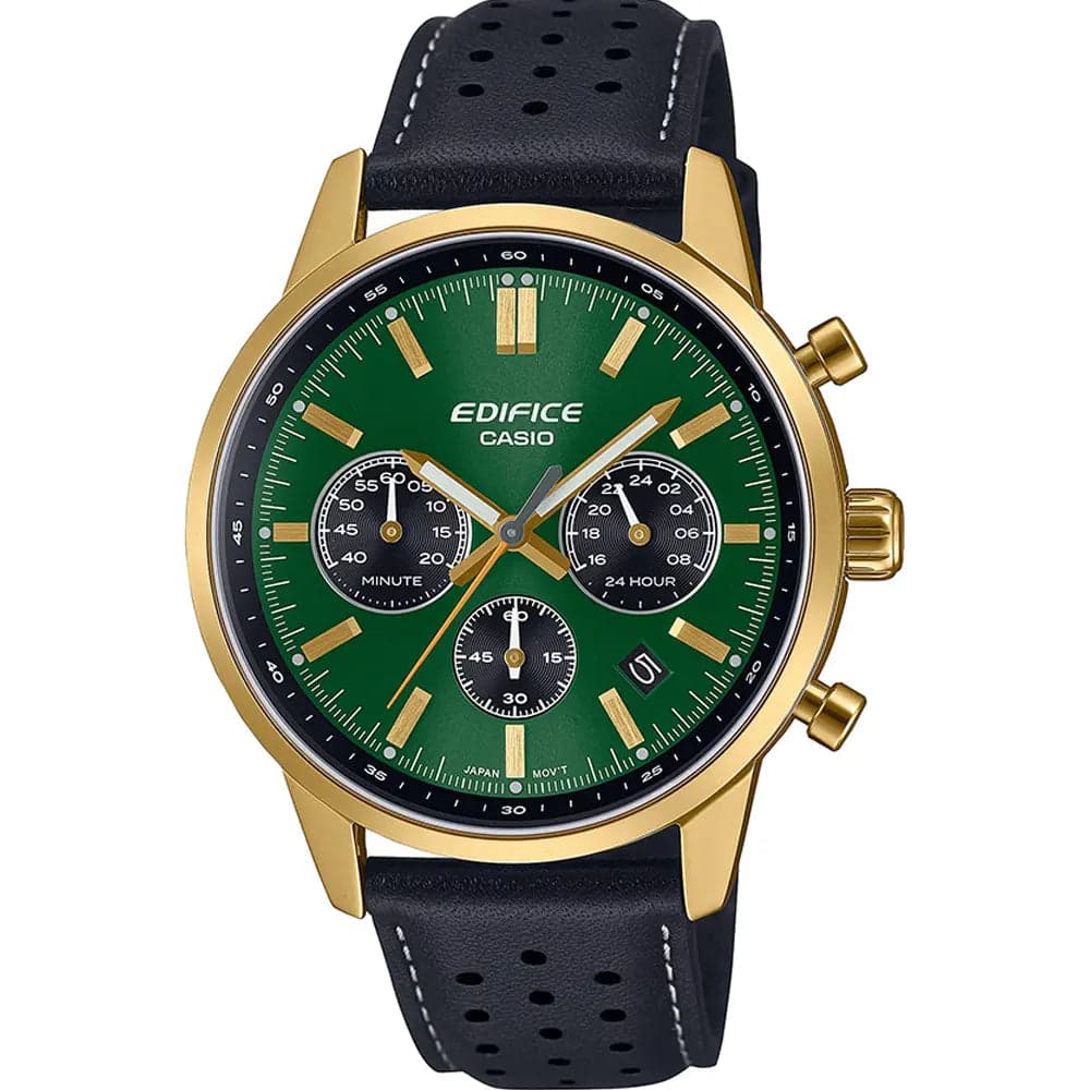 Casio EFR-575CL-3A Men’s Green Leather Strap Chronograph Watch