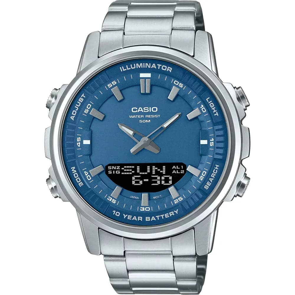 Casio AMW-880D-2A1 Men’s Blue Steel Strap Watch