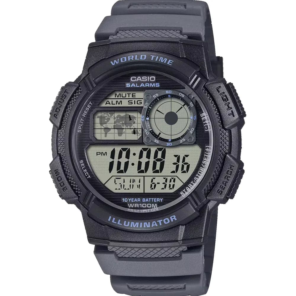 Casio AE-1000W-8A Men’s Grey Resin Strap Digital World Time Watch