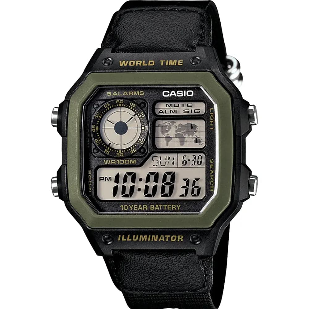 Casio AE-1200WHB-1B Men’s Black Nylon Strap Watch