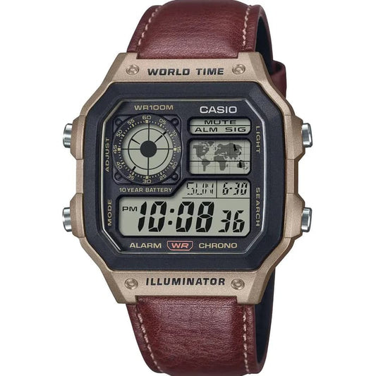 Casio AE-1200WHL-5A Men’s Brown Leather Strap Watch