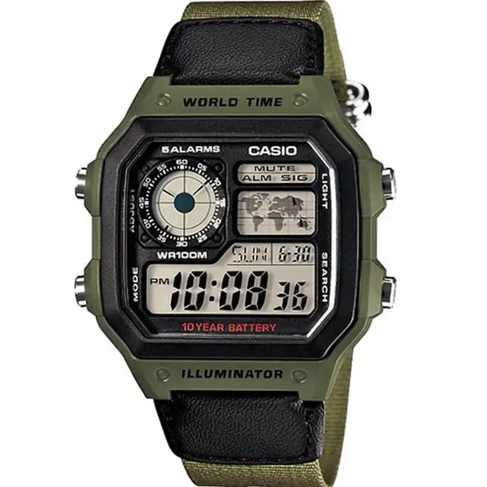 Casio AE-1200WHB-3B Men’s Green Nylon Strap Watch