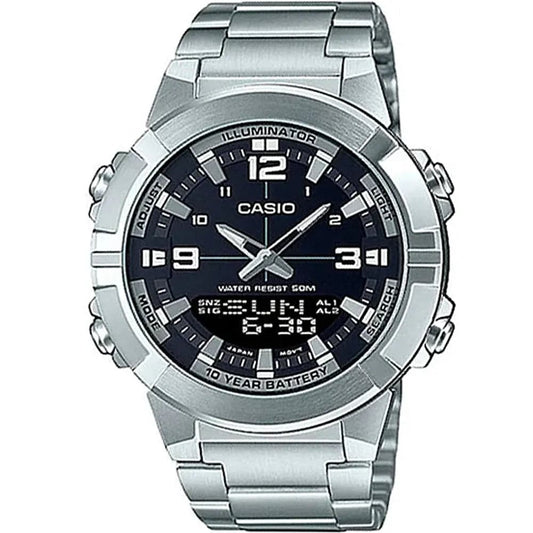 Casio AMW-870D-1A Men’s Black Steel Strap Analog-Digital Dive Watch