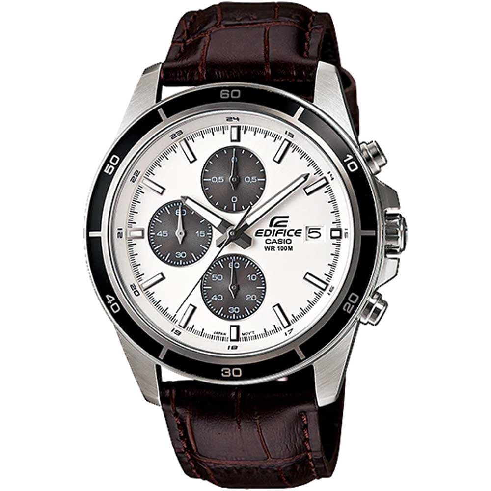 Casio EFR-526L-7A Men’s Silver Leather Strap Chronograph Watch