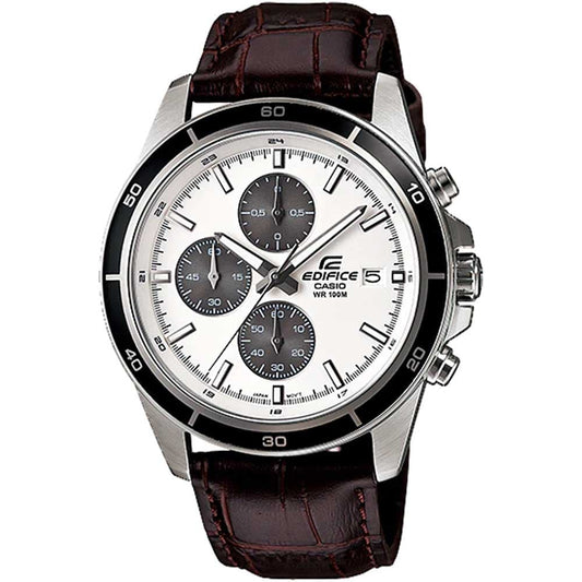Casio EFR-526L-7A Men’s Silver Leather Strap Chronograph Watch