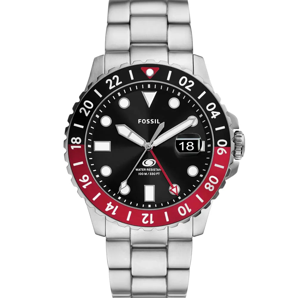 Fossil FS-6092 Blue GMT Metal Band Men Watch