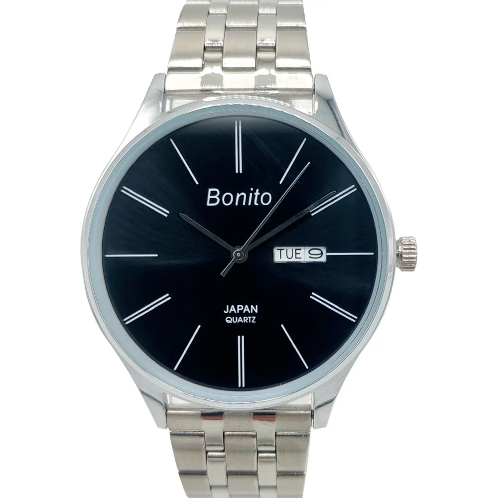 Bonito K-6137-CH-BLK Metal Band Men Watch
