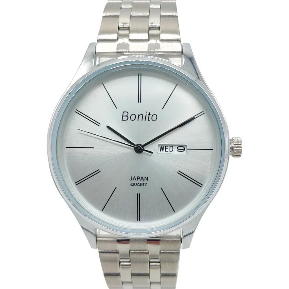 Bonito K-6137-CH-WHT Metal Band Men Watch