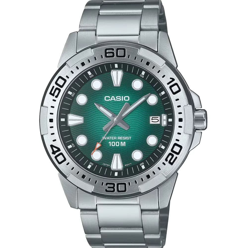 Casio MTD-140D-3A Men’s Green Steel Strap Analog Dive Watch