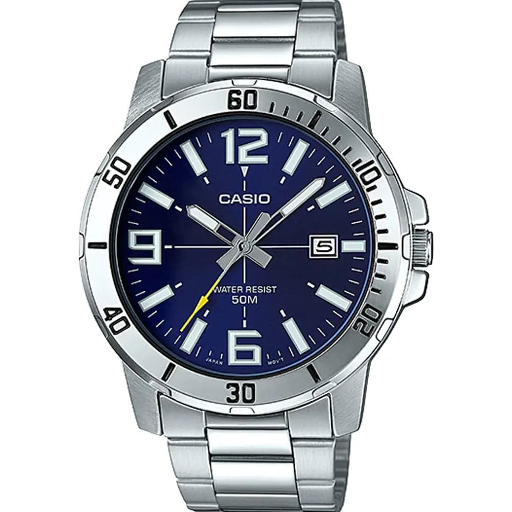 Casio MTP-VD01D-2B Men’s Silver Steel Strap Analog Watch
