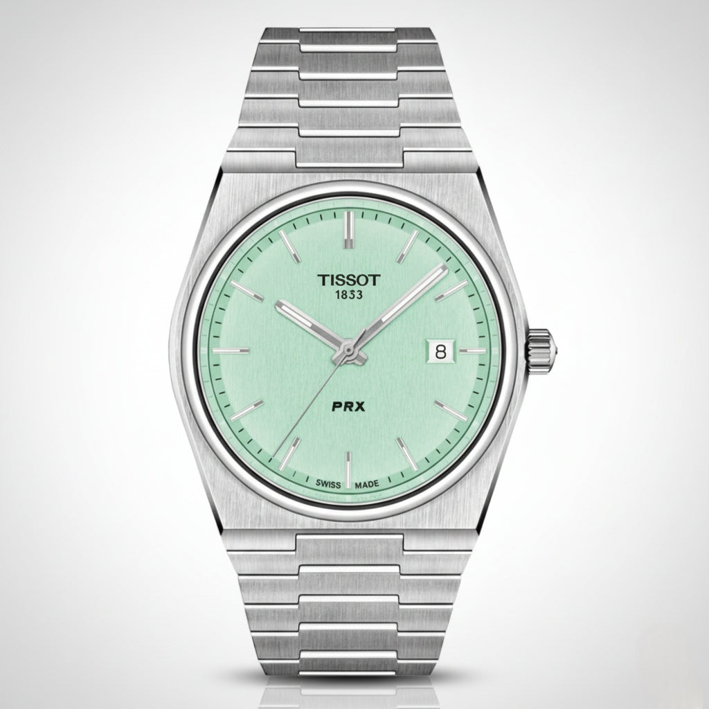 TISSOT PRX T137.410.11.091.01 Men’s Swiss Made Quartz Silver Stainless Steel Light Green Dial 40mm Watch&nbsp;