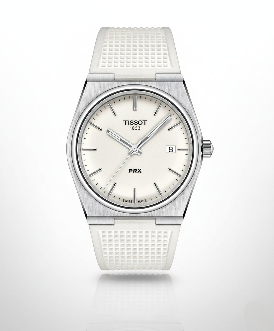 TISSOT T137.410.17.011.00 PRX Men’s Quartz Swiss Made White Silicone Strap Watch