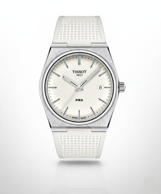 TISSOT T137.410.17.011.00 PRX Men’s Quartz Swiss Made White Silicone Strap Watch