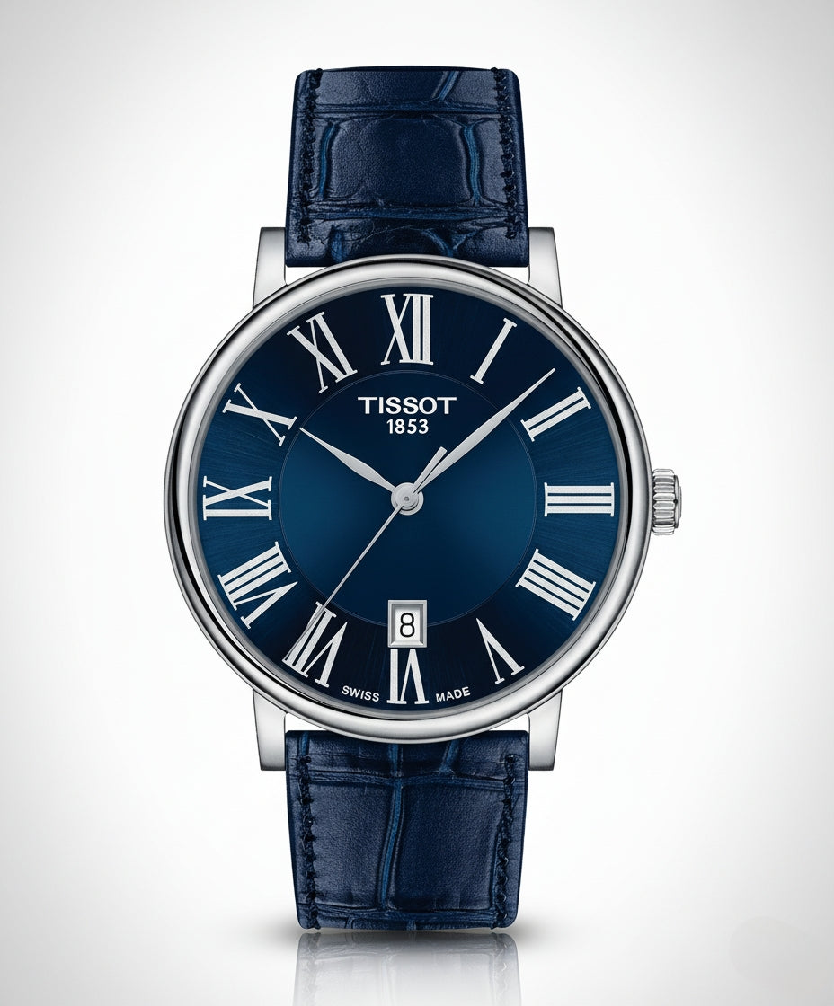 TISSOT T122.410.16.043.00 Men’s Quartz Swiss Made Leather Strap Blue Dial 40mm Watch