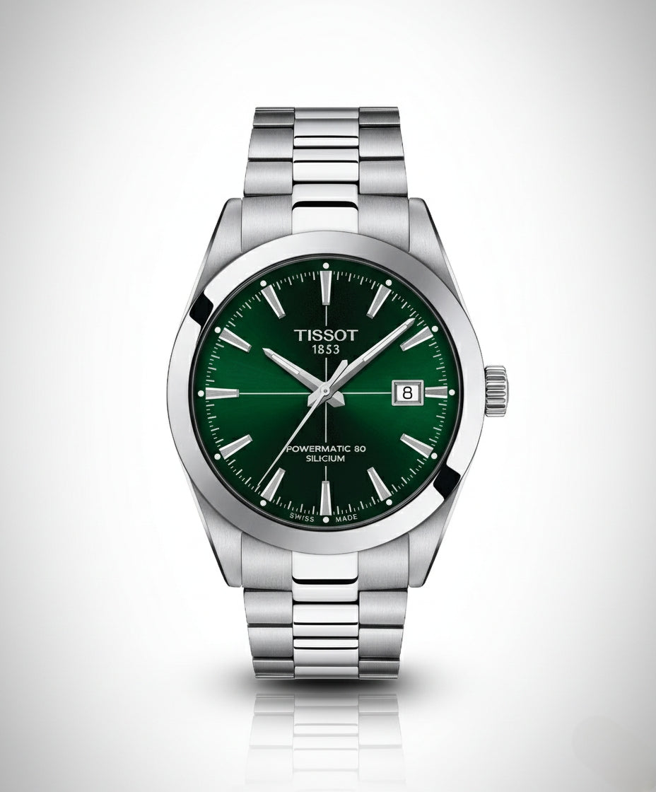 TISSOT T127.407.11.091.01 Men’s Swiss Made Powermatic Silver Stainless Steel Green Dial 40mm Watch