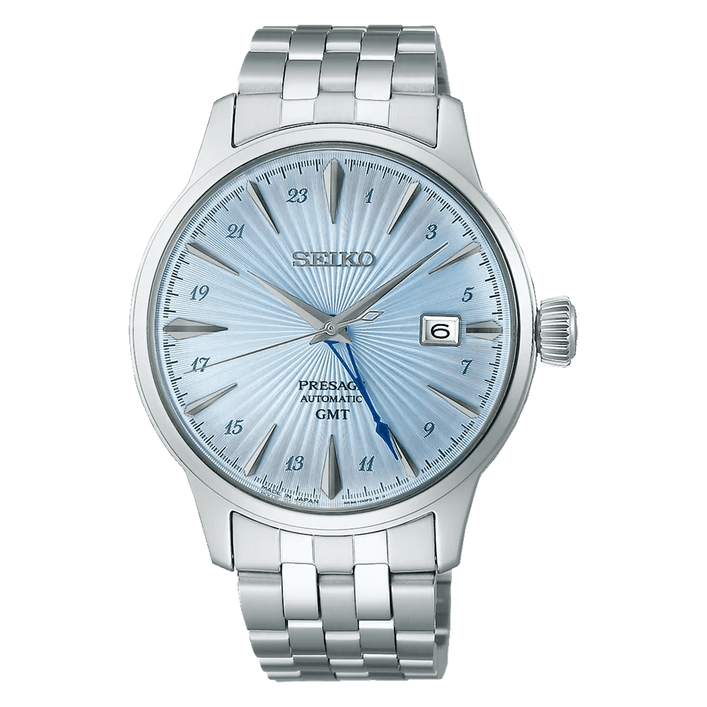 Seiko SARY241 Presage GMT Men’s Silver Steel Strap Analog Watch