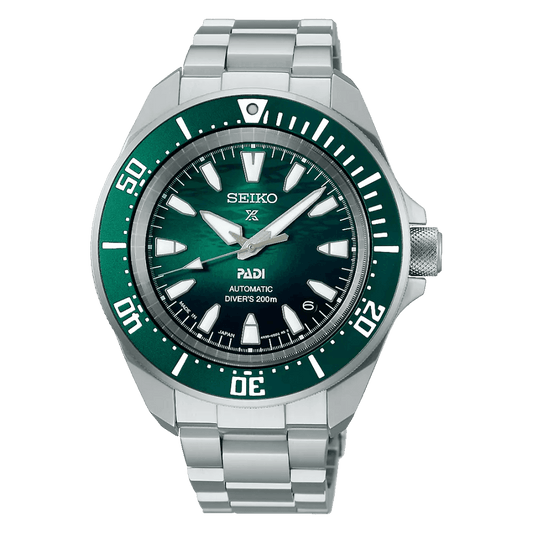 Seiko SBDY135 Prospex PADI Men’s Green Steel Strap Analog Watch