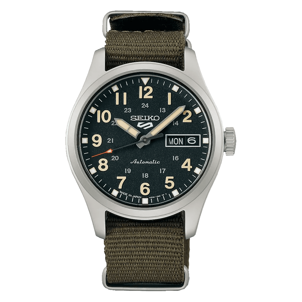 Seiko 5 Sports SBSA201 Men’s Black Nylon Strap Analog Watch