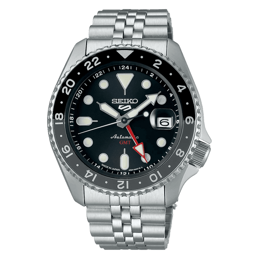 Seiko 5 SBSC001 GMT Men’s Silver Steel Strap Analog Watch