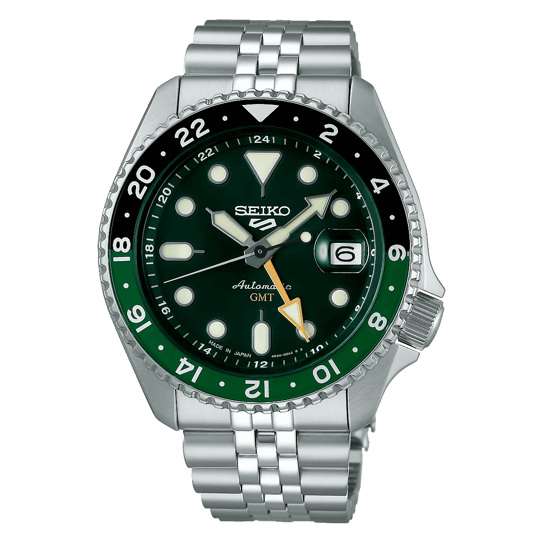 Seiko 5 Sports SBSC019 GMT Men’s Silver Steel Strap Analog Watch