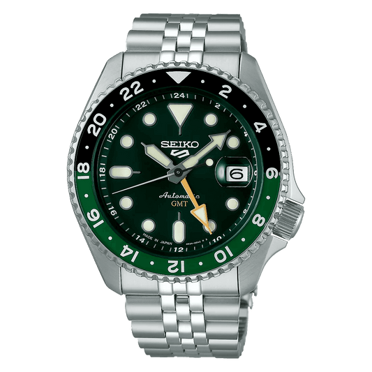 Seiko 5 Sports SBSC019 GMT Men’s Silver Steel Strap Analog Watch