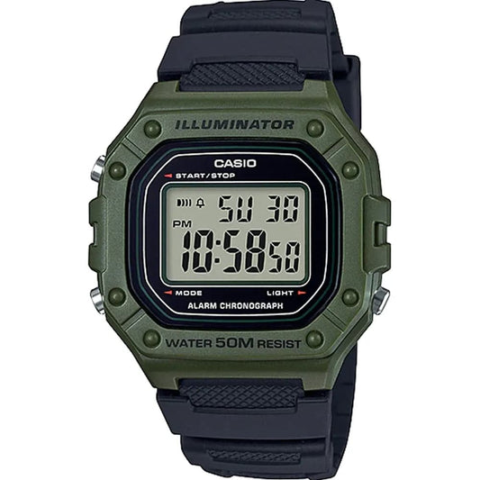 Casio W-218H-3A Men’s Green Resin Strap Digital Watch