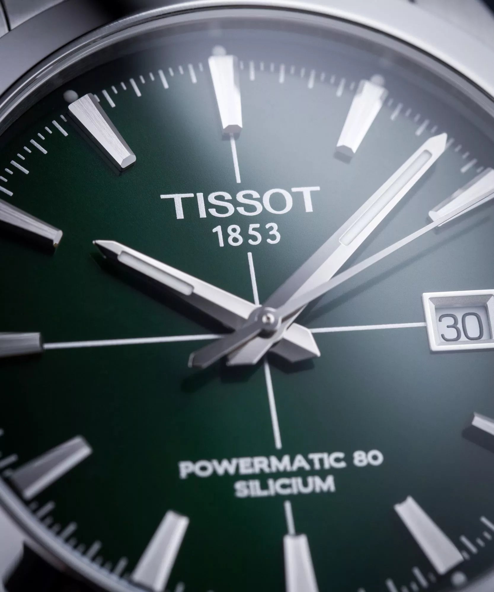 TISSOT T127.407.11.091.01 Men’s Swiss Made Powermatic Silver Stainless Steel Green Dial 40mm Watch