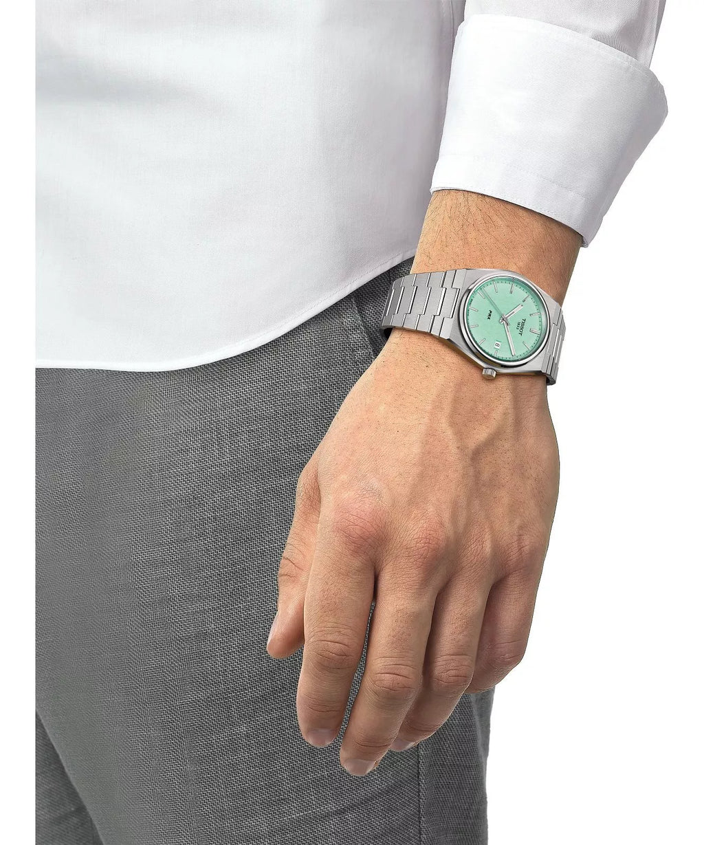 TISSOT PRX T137.410.11.091.01 Men’s Swiss Made Quartz Silver Stainless Steel Light Green Dial 40mm Watch&nbsp;
